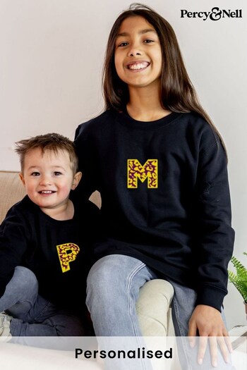 Older Kids Embroidered Initial Sweatshirt - Leopard by Percy & Nell (K51404) | £26