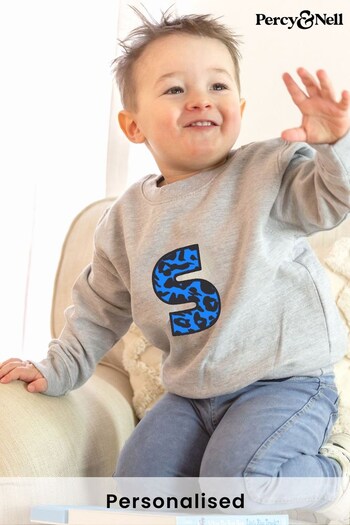 Younger Kids Embroidered Initial Sweatshirt - Leopard by Percy & Nell (K51409) | £26
