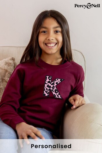 Younger Kids Embroidered Initial Sweatshirt - Leopard by Percy & Nell (K51411) | £26