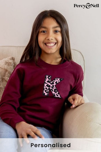 Older Kids Embroidered Initial Sweatshirt - Leopard by Percy & Nell (K51412) | £26