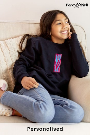 Younger Kids Embroidered Initial Sweatshirt - Zebra by Percy & Nell (K51416) | £26