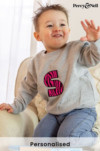 Younger Kids Embroidered Initial Sweatshirt - Zebra by Percy & Nell (K51418) | £26