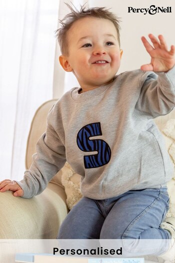 Younger Kids Embroidered Initial Sweatshirt - Zebra by Percy & Nell (K51420) | £26