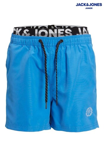 JACK & JONES JUNIOR Blue Double Waistband Swim Onega Shorts (K51467) | £18