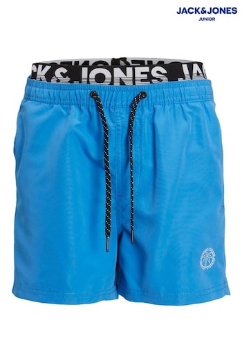 JACK & JONES JUNIOR Blue Double Waistband Swim Shorts Charlie (K51467) | £18