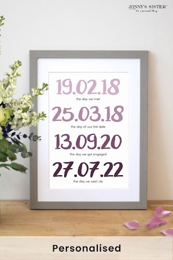 Personalised Memorable Dates Print by Jonnys Sister (K51477) | £35
