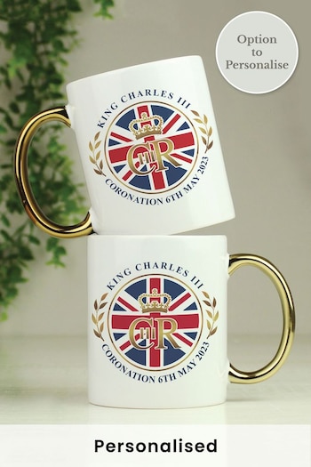 Personalised King Charles Union Jack Coronation Mug by PMC (K51485) | £15