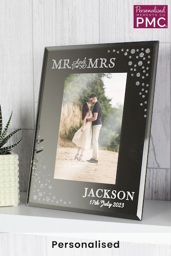 Personalised Mr and Mrs 6 x 4 Glitter Glass Photo Frame by PMC (K51487) | £20