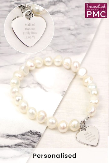 Personalised White Freshwater Pearl Message Bracelet by PMC (K51491) | £25