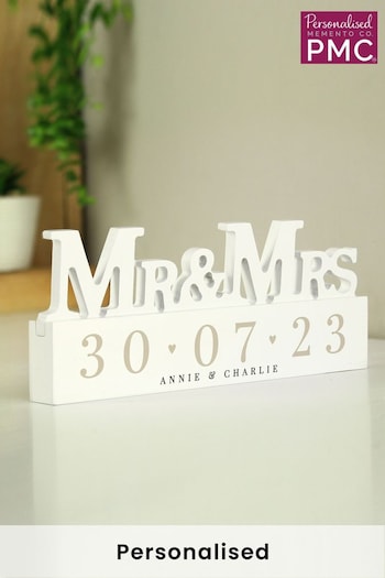 Personalised Big Date Wooden Mr & Mrs Ornament by PMC (K51497) | £15