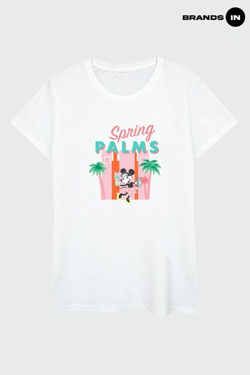 Brands In White Minnie Mouse Spring Palms Women White T-Shirt by Brands In (K51528) | £24