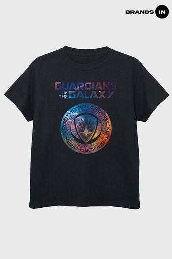 Brands In BLACK Guardians Of The Galaxy Vol.2 Stars Fill Logo Boys Black T-Shirt by Brands In (K51548) | £17.50