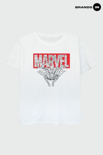 Brands In White Spider-Man Marvel Logo Red Boys White T-Shirt (K51550) | £17.50