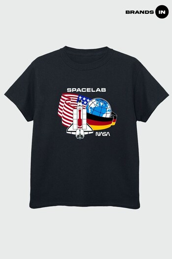 Brands In Black NASA Space Lab Boys Black T-Shirt (K51552) | £17.50