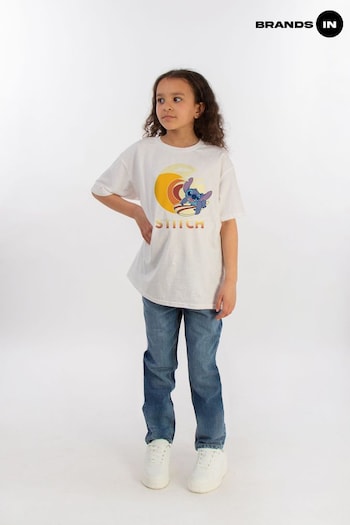 Brands In WHITE Lilo & Stitch Summer Wave Logo White T-Shirt (K51556) | £18