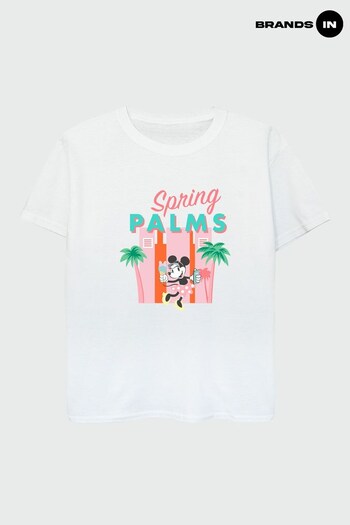 Brands In WHITE Minnie Mouse Spring Palms Girls White  Disney T-Shirt (K51559) | £17.50