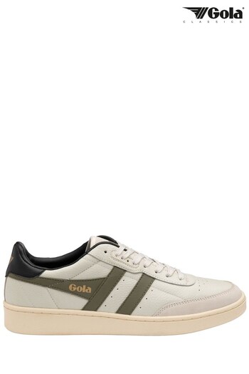 Gola White Men's Contact Leather Lace-Up Trainers (K51671) | £85