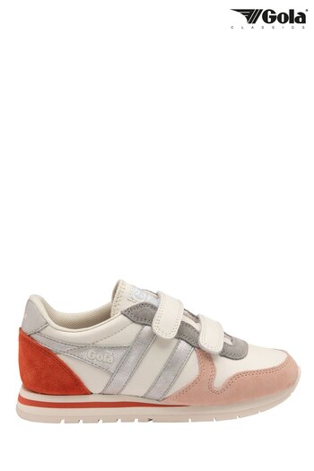 Gola White/ Pink Daytona Quadrant Strap Trainers - Kids (K51687) | £55