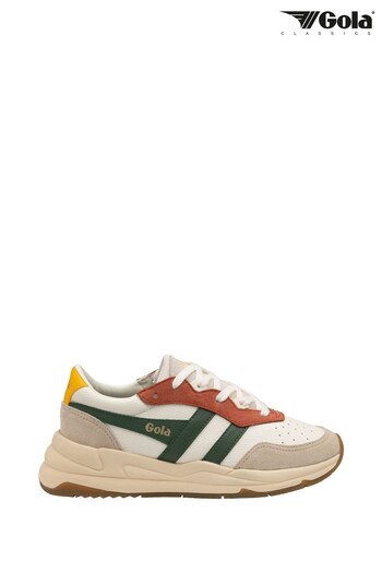 Gola White Men's Saturn Quadrant Recycled PU Lace-Up Trainers (K51709) | £115