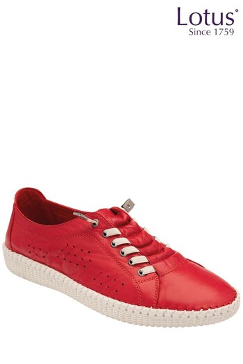 Lotus Footwear Red Leather Flat Slip-On Shoes (K51745) | £60