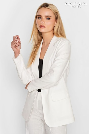 PixieGirl Petite White Linen Jacket With A Touch Of Linen (K51830) | £48