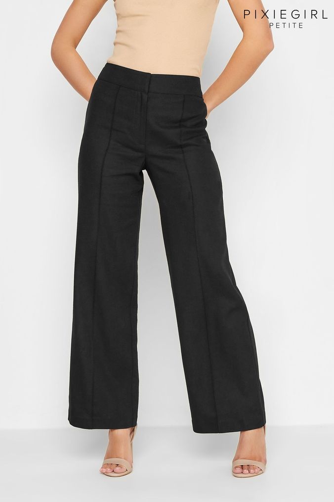 Petite black deals linen trousers