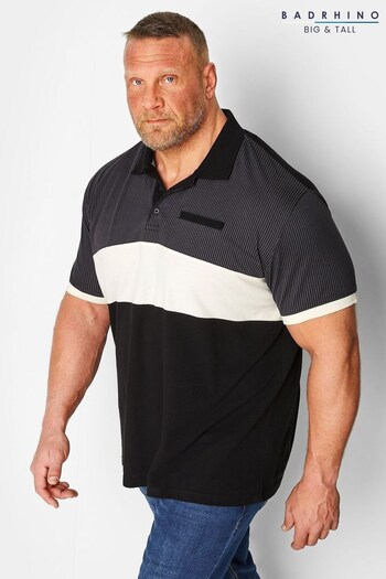 BadRhino Big & Tall Blue Baseball Cut & Sew Polo Shirt (K51838) | £24