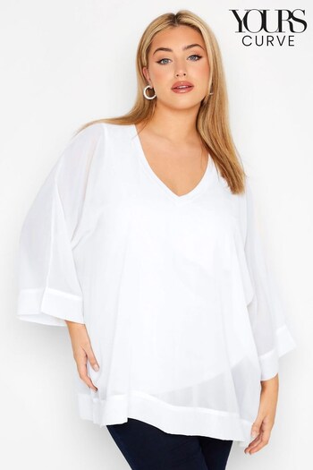 Yours Curve White London Ribbed Cape Blouse (K51846) | £29