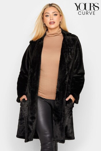 Yours Curve Black Faux Fur Jacket (K51879) | £43