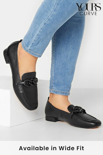 Yours Curve Black Wide Fit Chain Loafer (K51916) | £36
