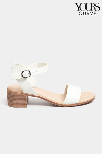 Yours Curve White Extra-Wide Fit Block Heel Casual Sandal (K51920) | £33