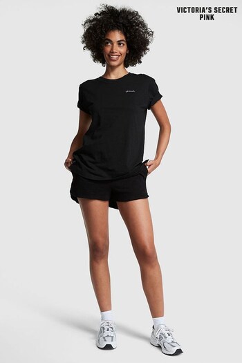 Victoria's Secret PINK Pure Black Radiate Positivity Short Sleeve Slub T-Shirt (K51959) | £26