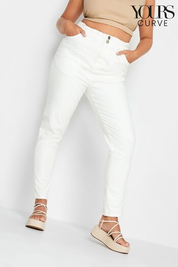 Yours Curve White Elastic Waist Mom Jean (K51983) | £33
