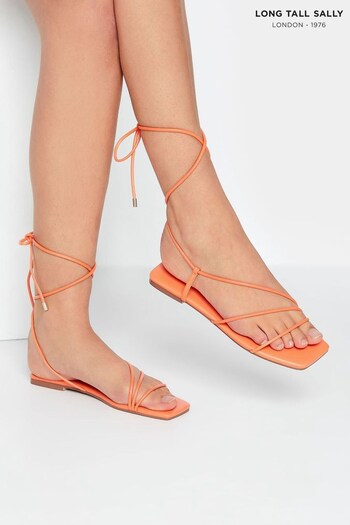 Long Tall Sally Orange Strappy Flat Sandal (K52028) | £33