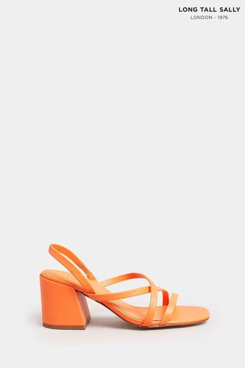 Long Tall Sally Orange Strippy Block Heel Sandal (K52105) | £40