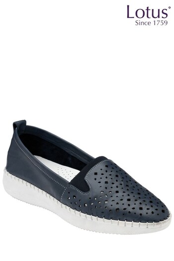 Lotus Footwear Blue Leather Casual Slip-On Shoes (K52162) | £50