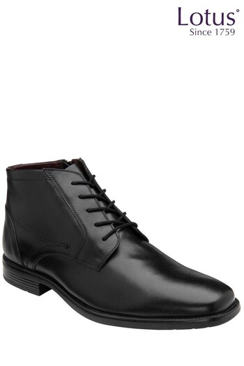 Lotus Footwear Black Leather Lace-Up Boots (K52163) | £60