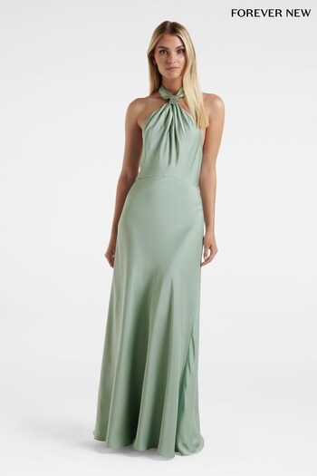 Forever New Sage Green Yvette Knot Tie Neck Gown (K52300) | £110