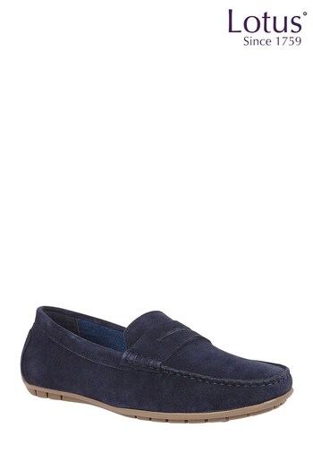 Lotus Footwear Blue Suede Casual Slip-On Loafers (K52355) | £60
