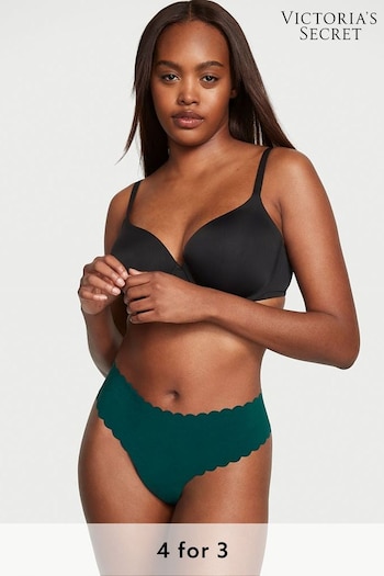 Victoria's Secret Black Ivy Green Scalloped Thong Knickers (K52454) | £9