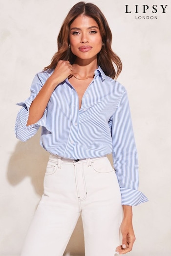 Lipsy Blue Stripe Button Through Poplin Shirt (K52893) | £30
