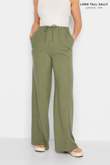 Long Tall Sally Green Wide Leg Trouser Contains Linen (K53144) | £35