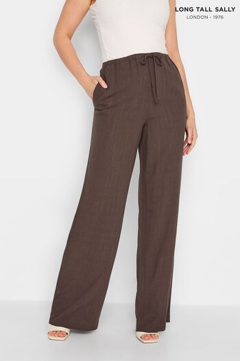Long Tall Sally Brown Wide Leg Trouser Contains Linen (K53145) | £35