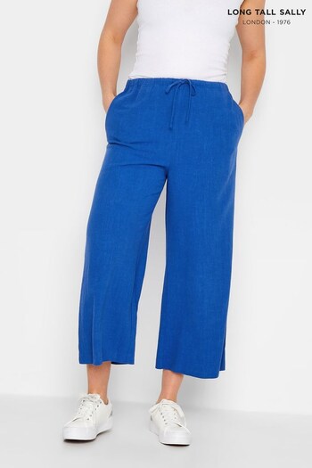 Long Tall Sally Blue Linen Crop Trouser (K53147) | £31
