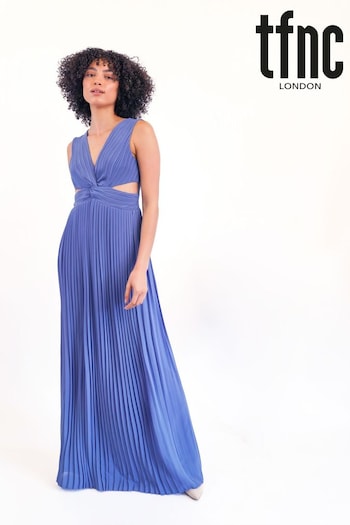 TFNC Blue Fully Pleated Dress With Cut Out Waist (K53164) | £65