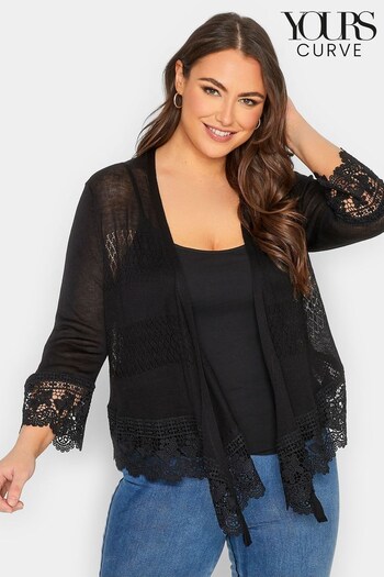 Yours Curve Black Lace Waterfull Shrug (K53180) | £25