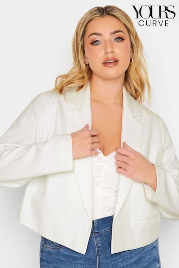 Yours Curve White Cropped Blazer (K53185) | £40