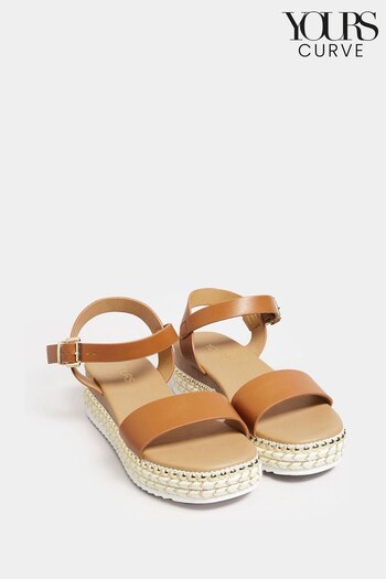 Yours Curve Brown Extra-Wide Fit Two Part Espadrille (K53186) | £33