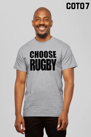 Coto7 Grey Choose Rugby All Black Logo Six Nations Men's T-Shirt by Coto7 (K53209) | £21