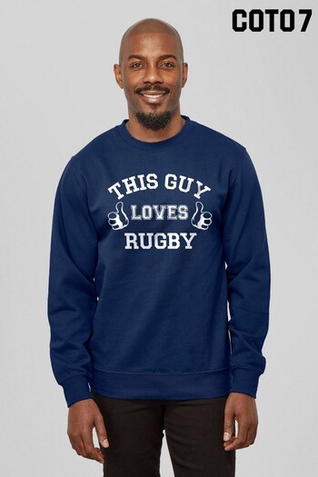 Coto7 Navy This Guy Loves Rugby Six Nations Logo Men's T-Shirt by Coto7 (K53212) | £32